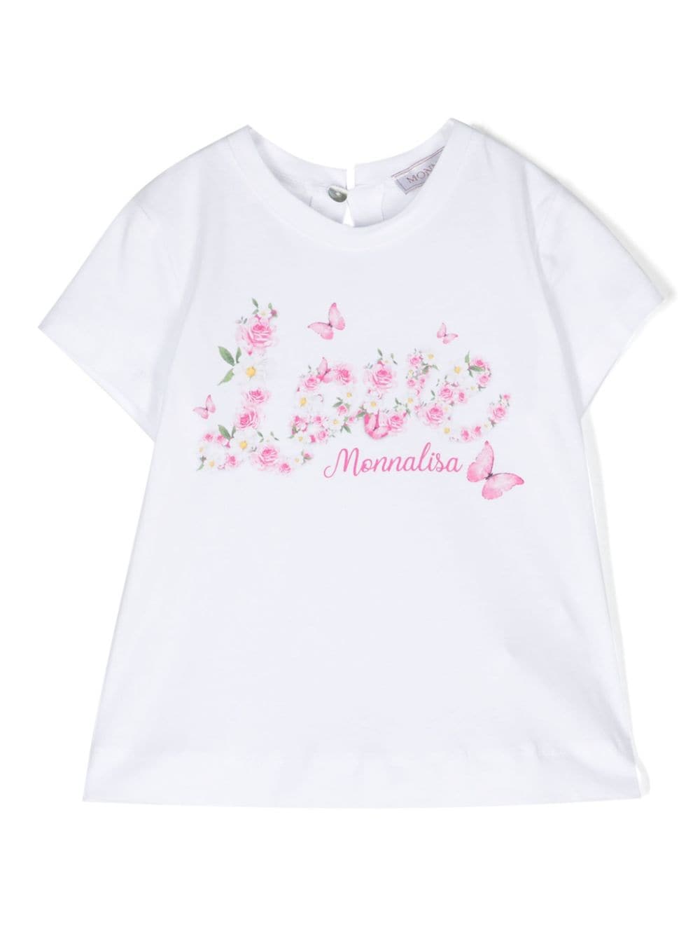 Monnalisa St. Love rose-print cotton T-shirt - White von Monnalisa