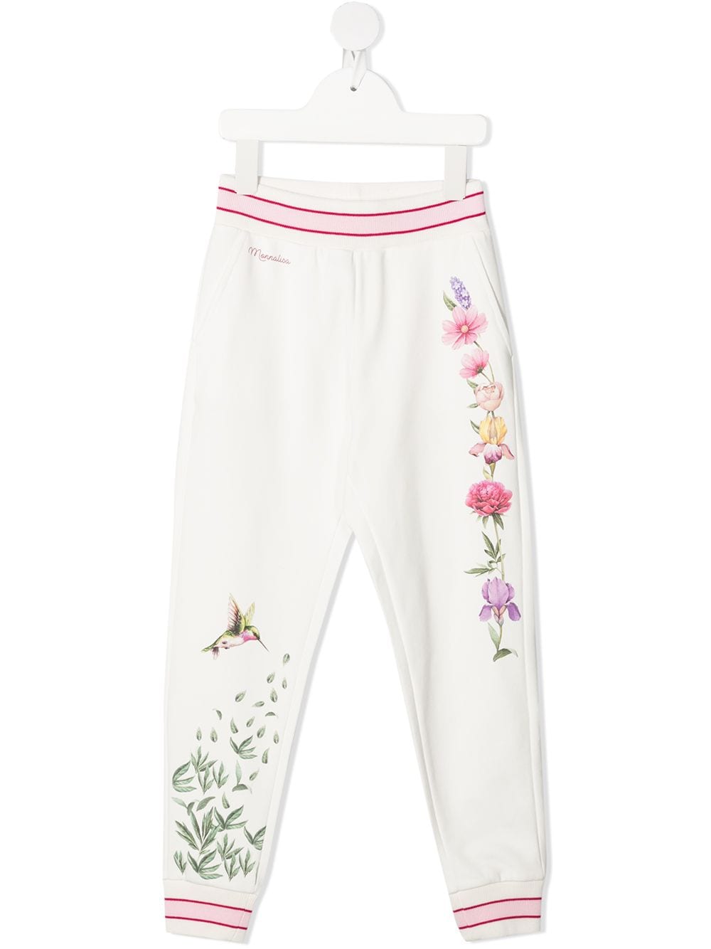 Monnalisa TEEN floral track pants - White von Monnalisa