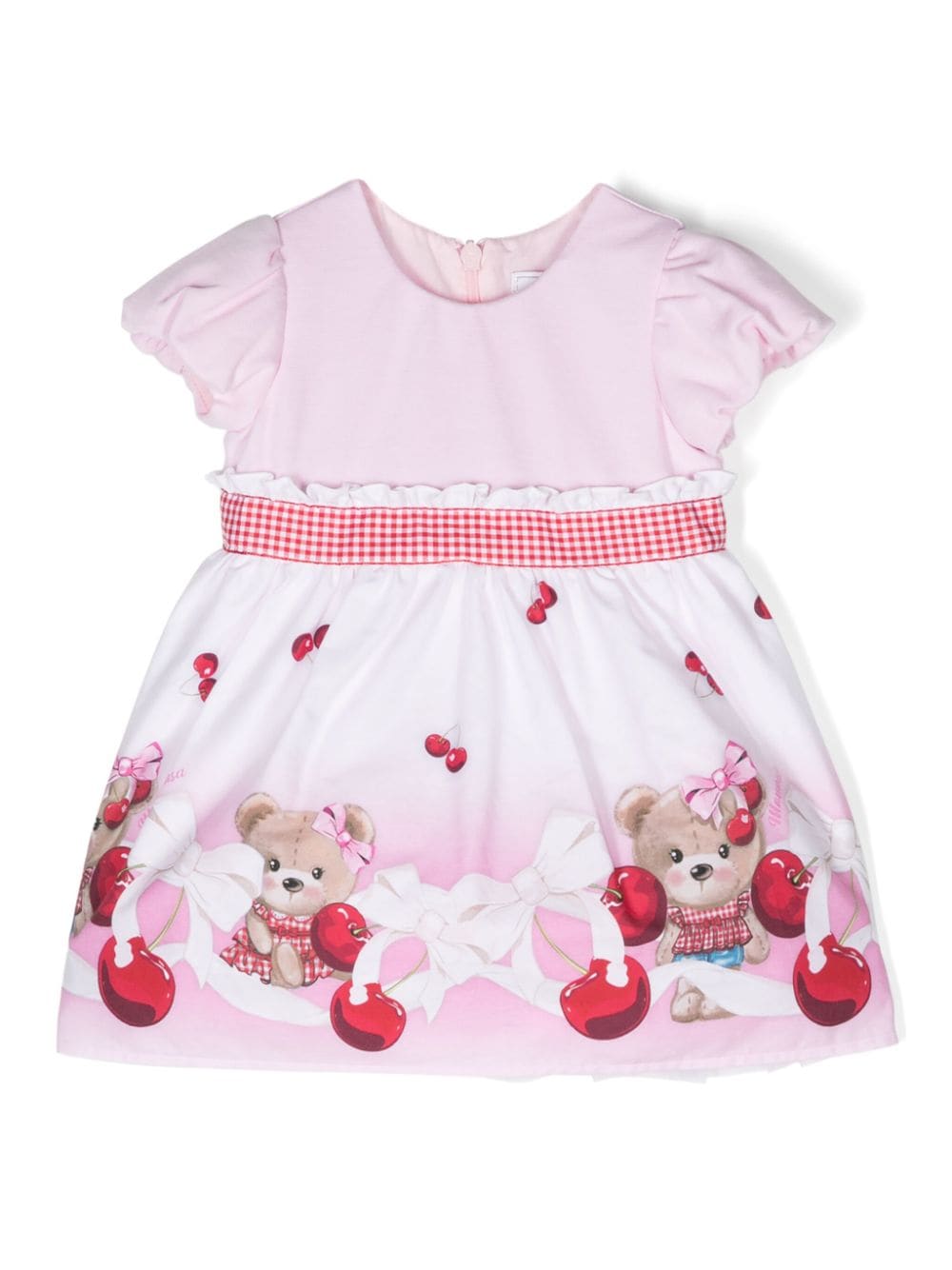 Monnalisa Teddy Bear-print flared dress - Pink von Monnalisa