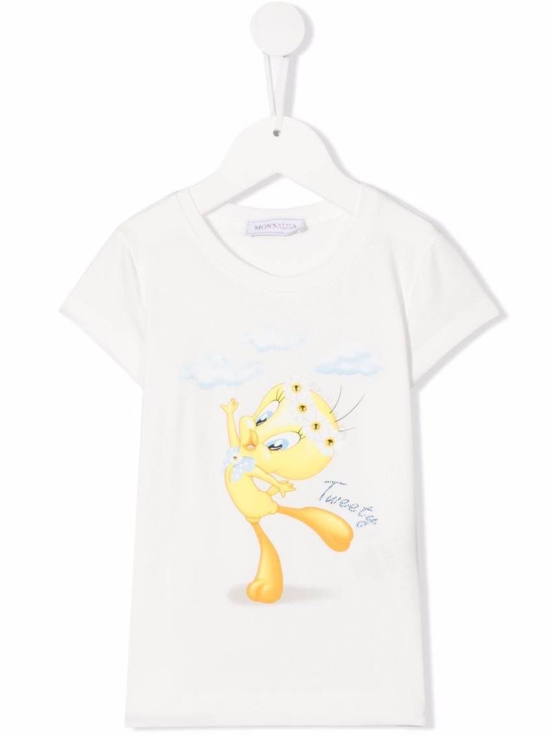 Monnalisa Tweety-print cotton T-Shirt - White von Monnalisa