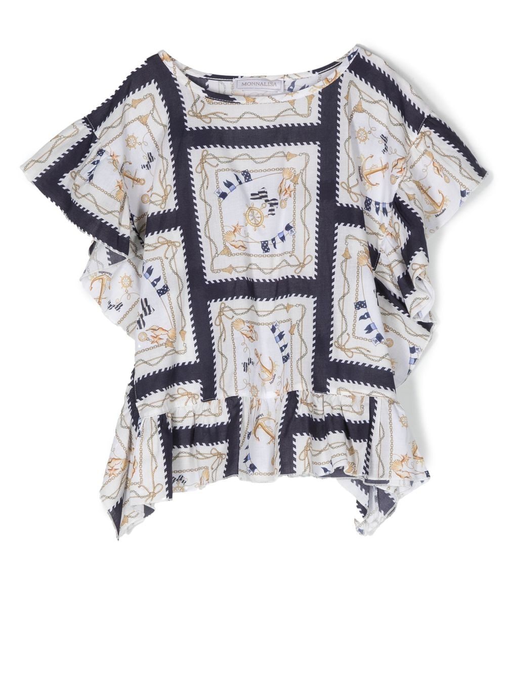 Monnalisa abstract-print cotton blouse - Blue von Monnalisa