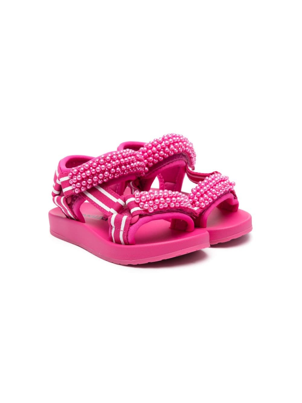 Monnalisa beaded touch-strap sandals - Pink von Monnalisa