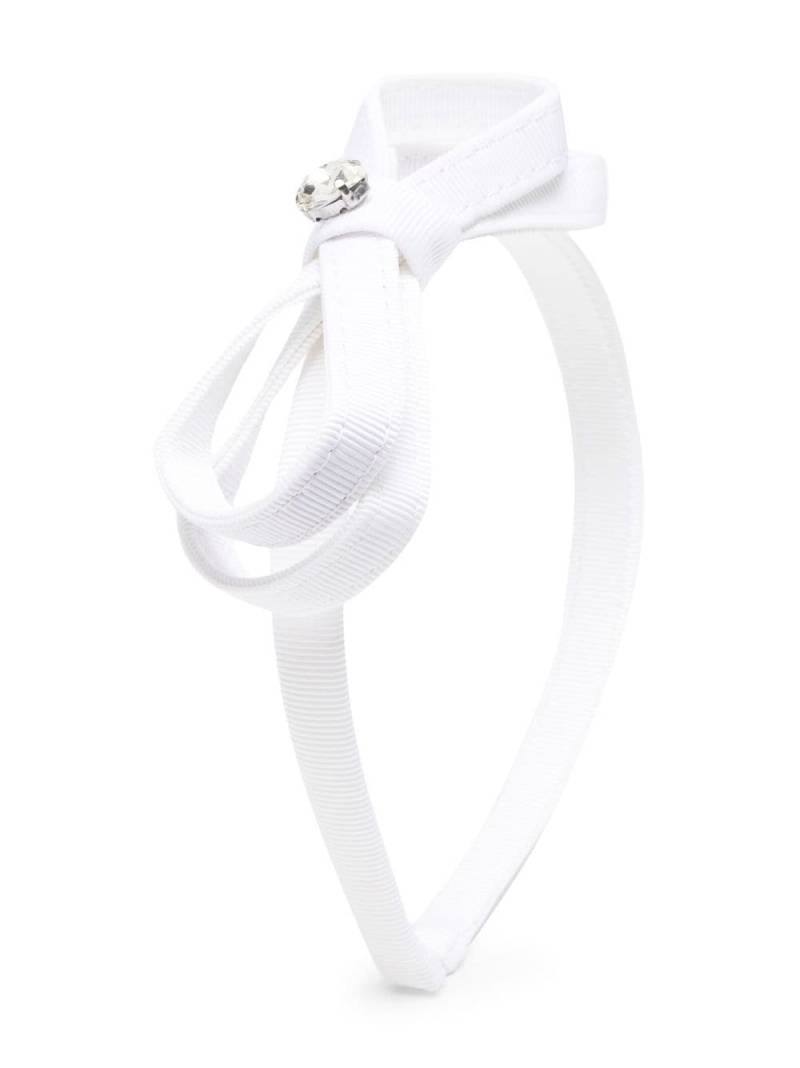 Monnalisa bow-detail crystal-embellished headband - White von Monnalisa