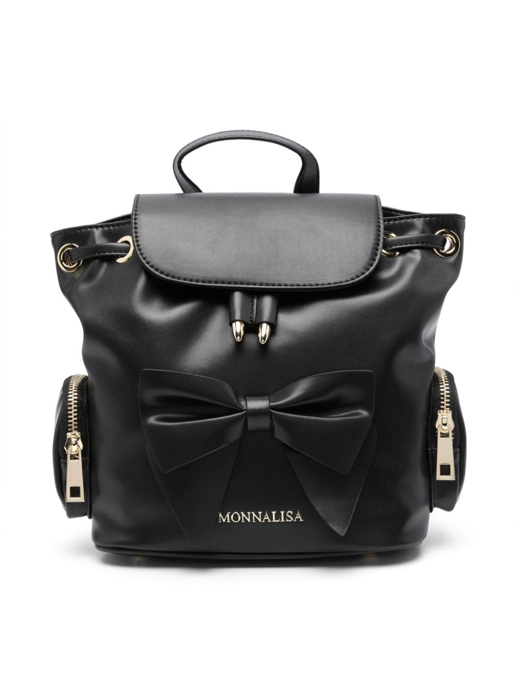 Monnalisa bow-detail leather backpack - Black von Monnalisa