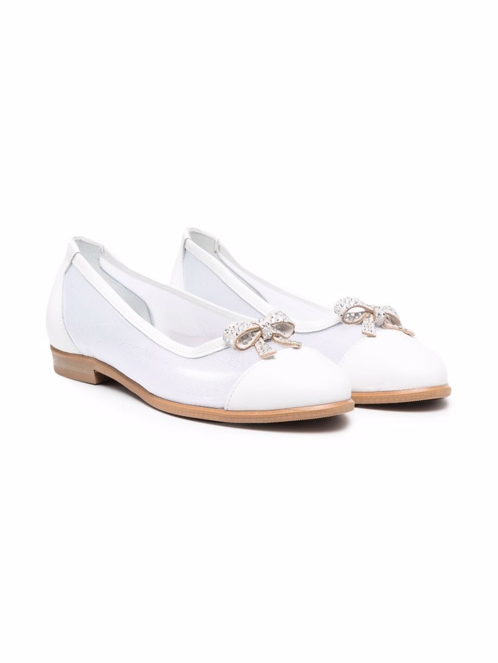 Monnalisa bow-detail pointed ballerina shoes - White von Monnalisa