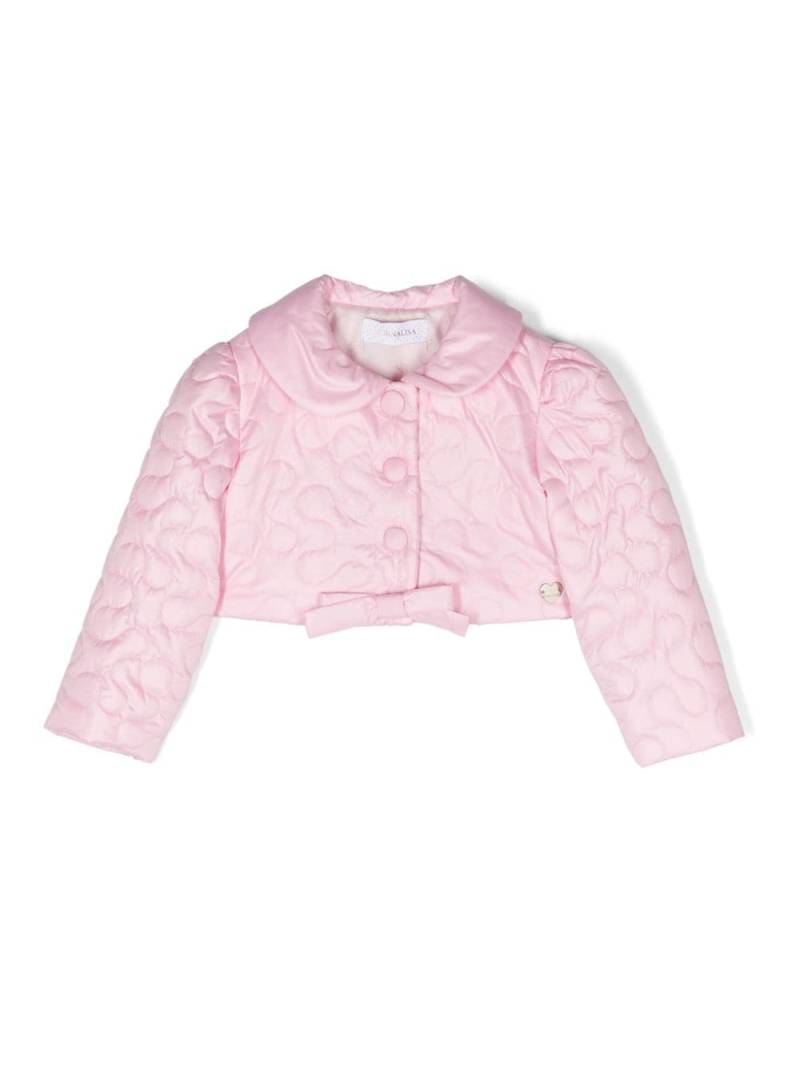 Monnalisa bow-detail quilted bomber jacket - Pink von Monnalisa
