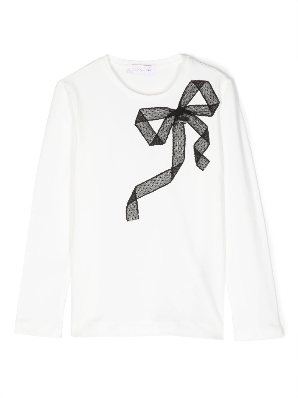 Monnalisa bow-detail stretch-cotton T-shirt - White von Monnalisa