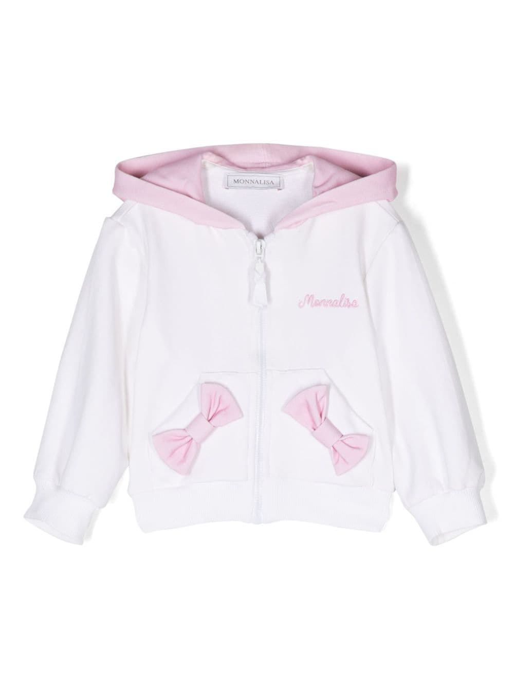 Monnalisa bow-detail zipped hoodie - White von Monnalisa