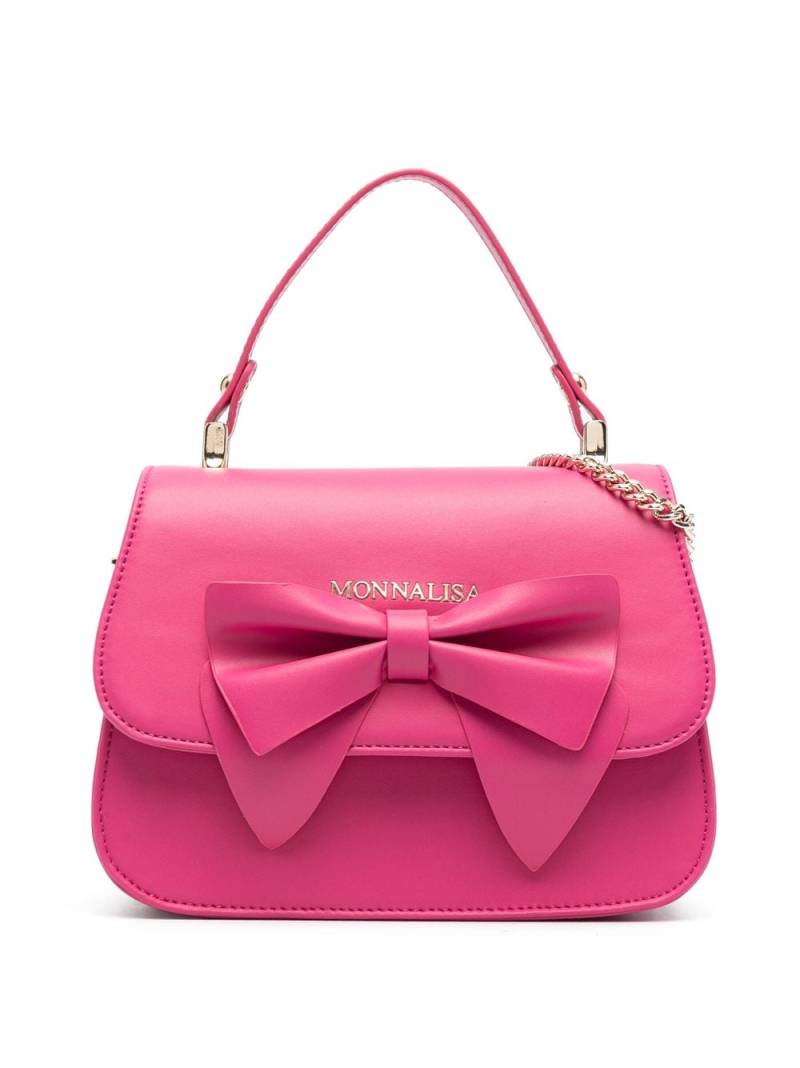 Monnalisa bow-detailed leather shoulder bag - Pink von Monnalisa