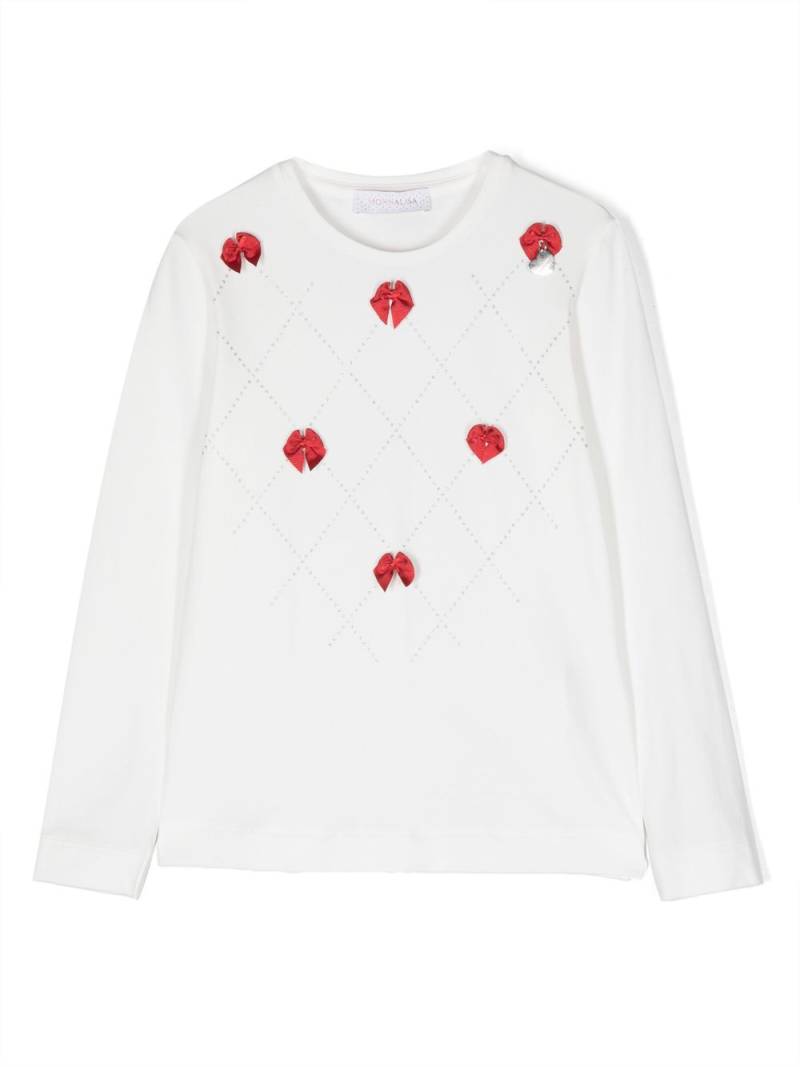 Monnalisa bow-detailing crew-neck sweatshirt - White von Monnalisa