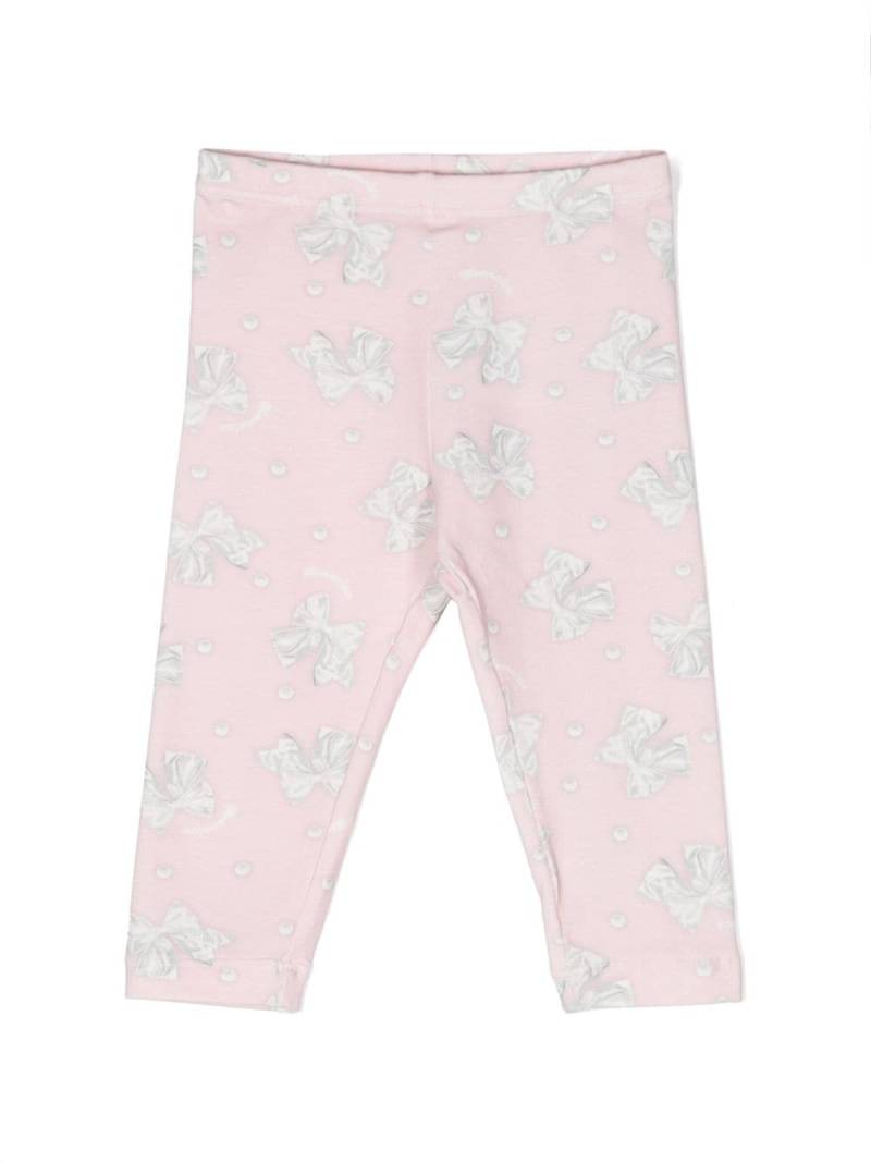 Monnalisa bow-print cotton leggings - Pink von Monnalisa