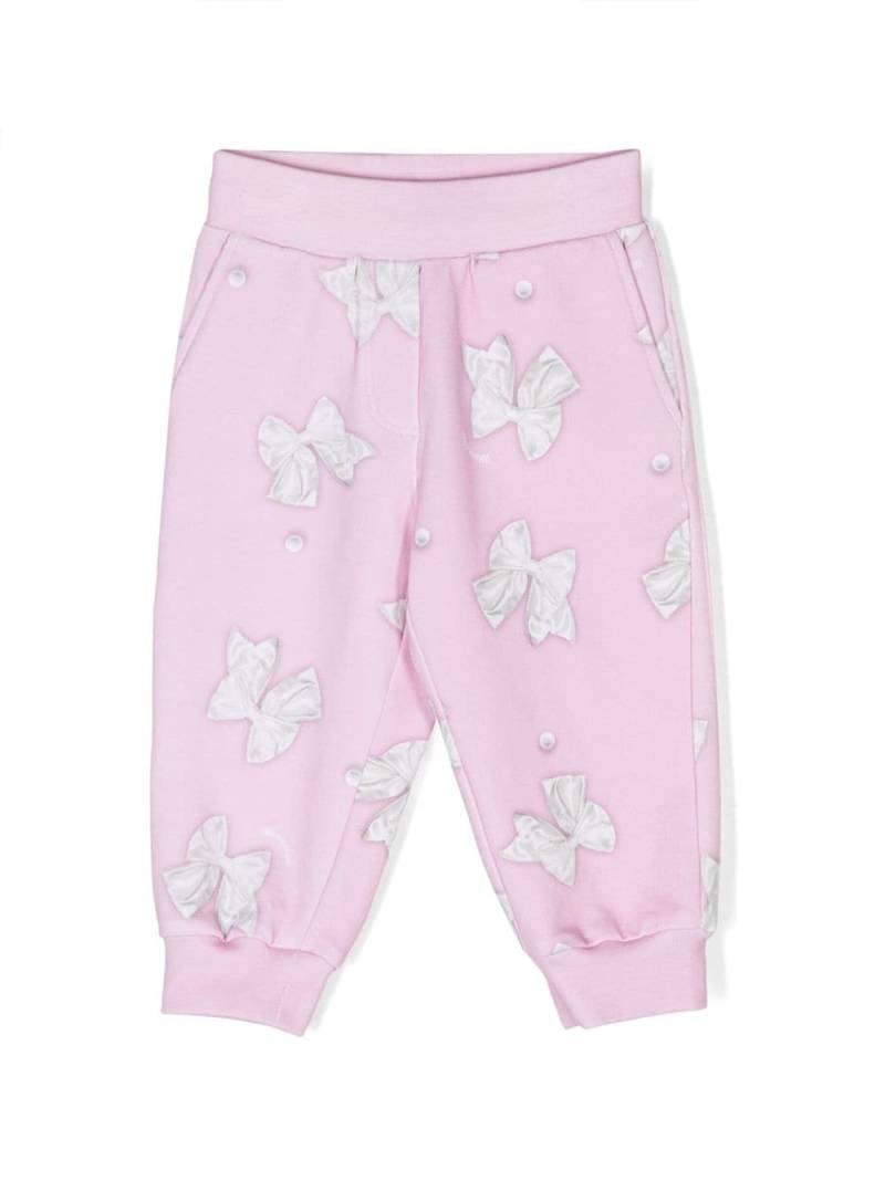 Monnalisa bow-print cotton track pants - Pink von Monnalisa