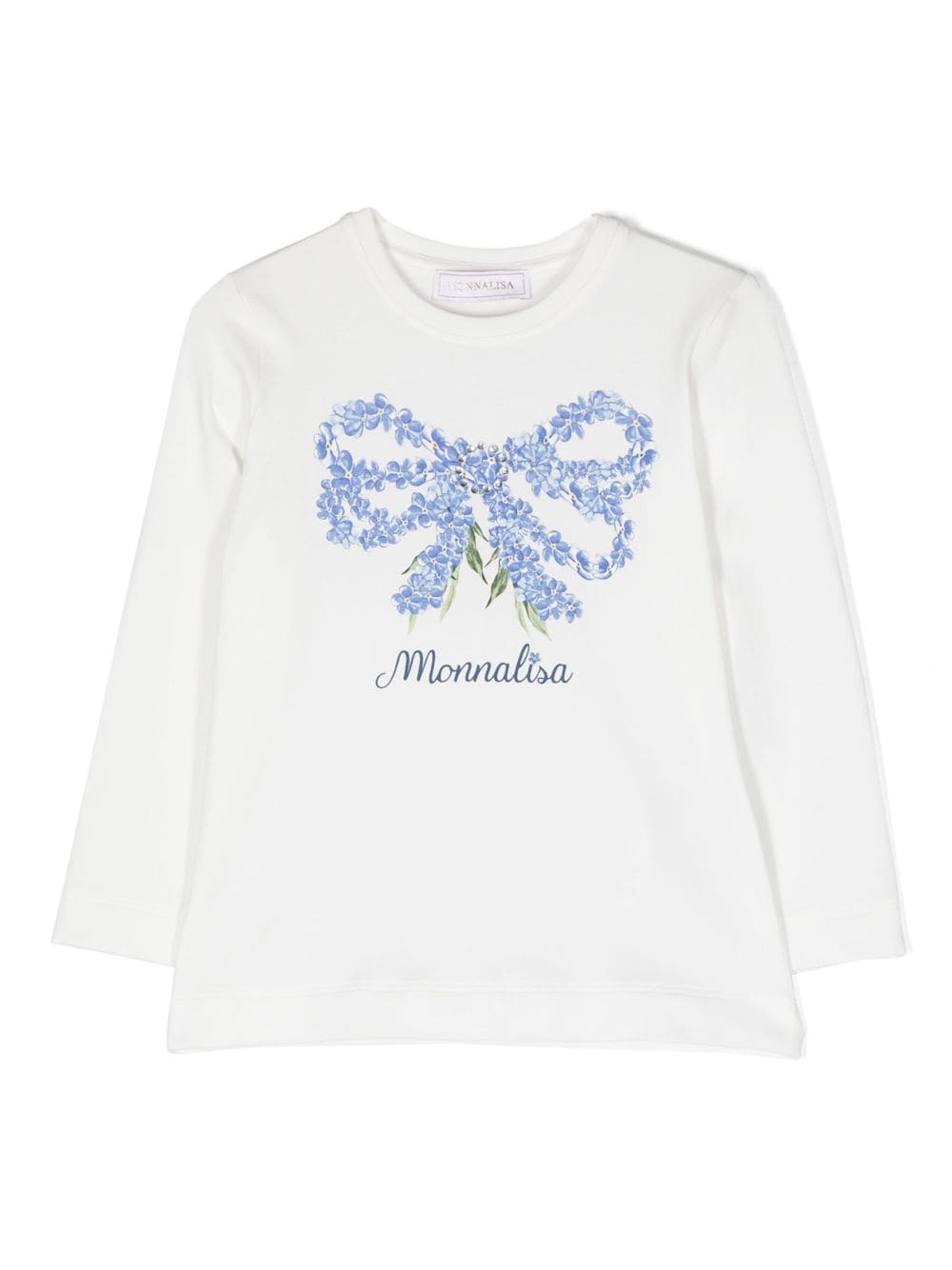 Monnalisa bow-print long-sleeve T-shirt - White von Monnalisa