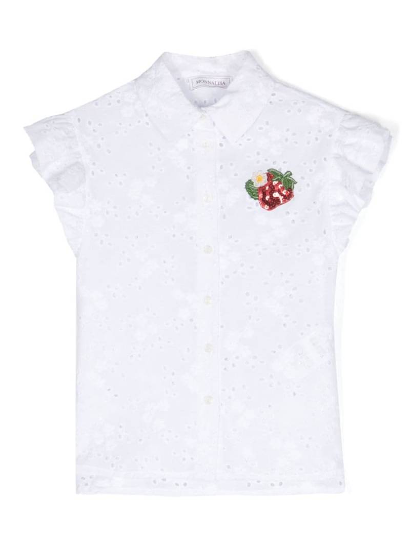 Monnalisa broderie-anglaise shirt - White von Monnalisa