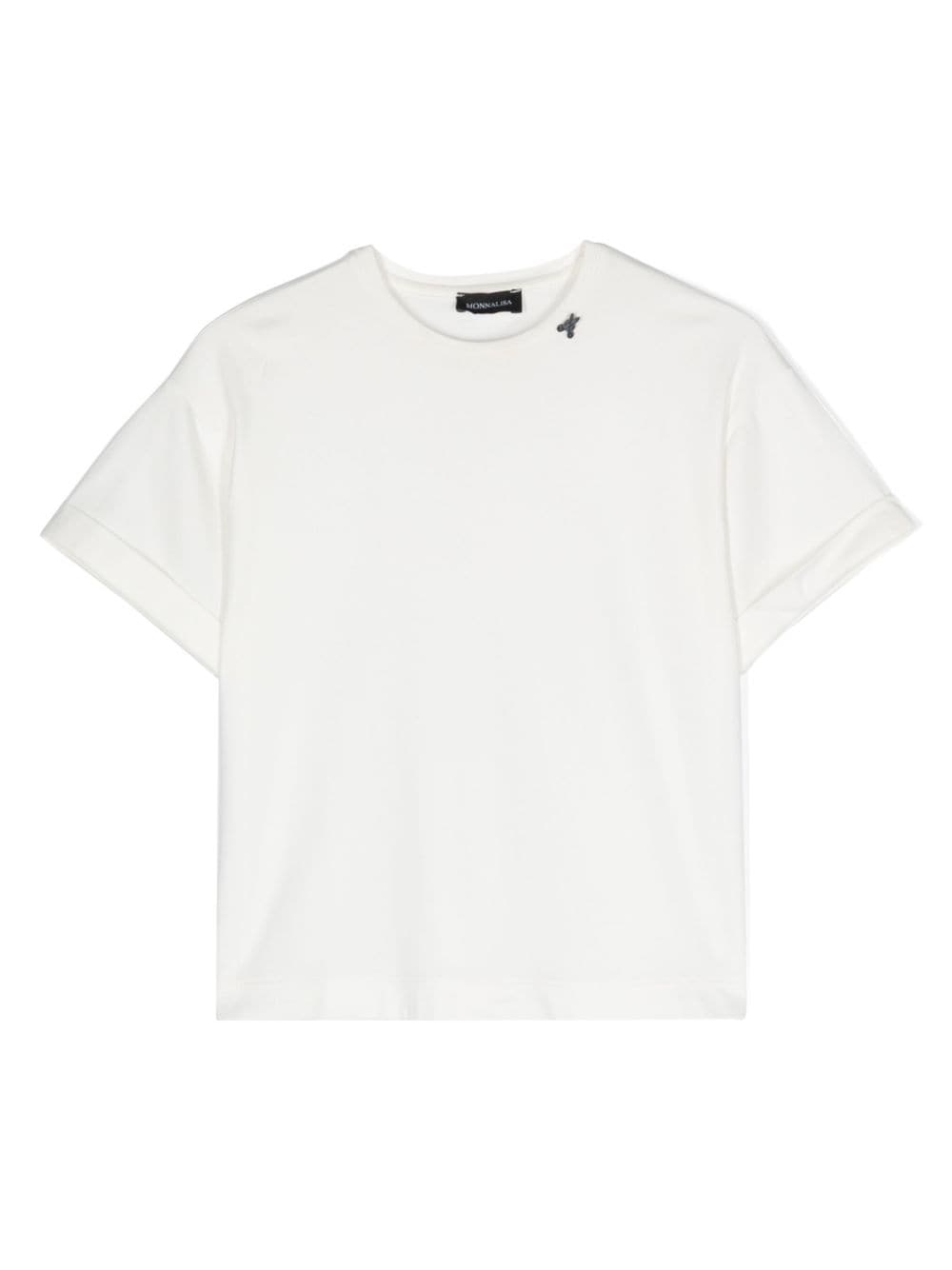 Monnalisa brooch-detail crew-neck T-shirt - White von Monnalisa