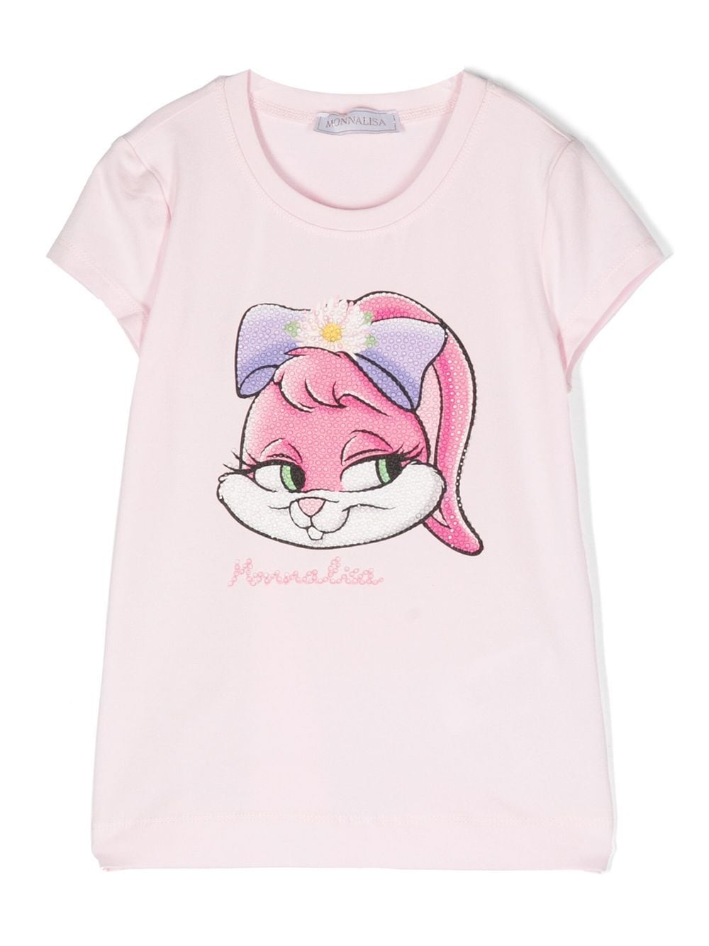 Monnalisa bunny-print stretch-cotton T-shirt - Pink von Monnalisa