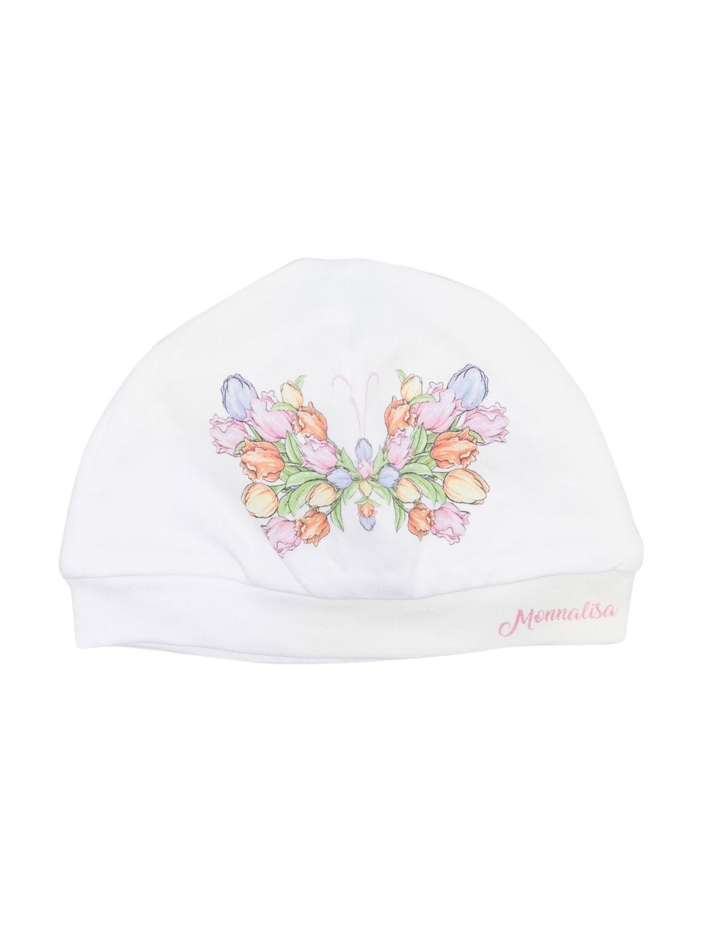 Monnalisa butterfly-print cotton beanie - White von Monnalisa