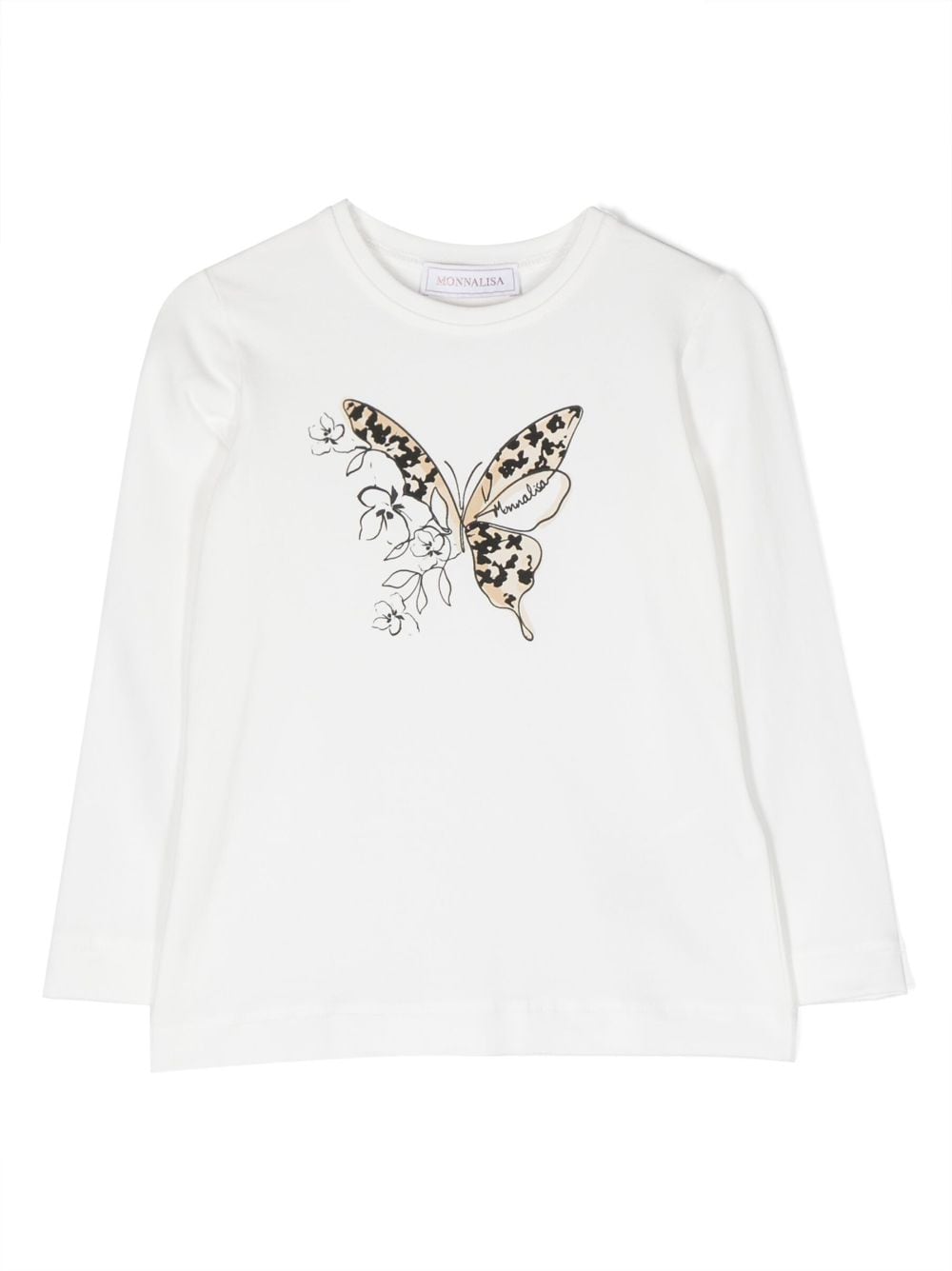 Monnalisa butterfly-print long-sleeve T-shirt - White von Monnalisa