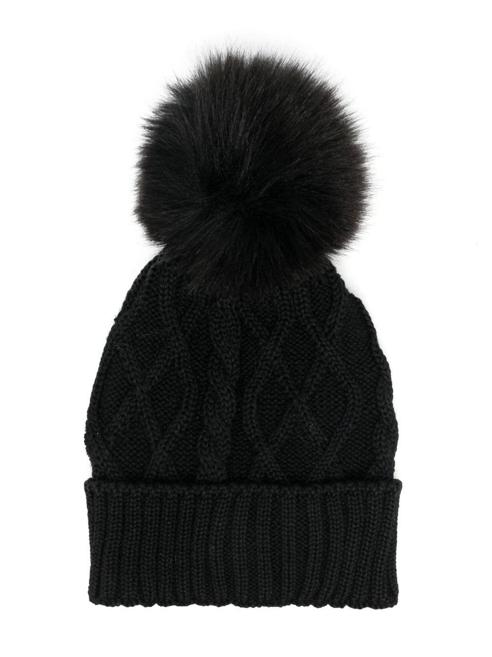 Monnalisa cable-knit wool-blend beanie - Black von Monnalisa