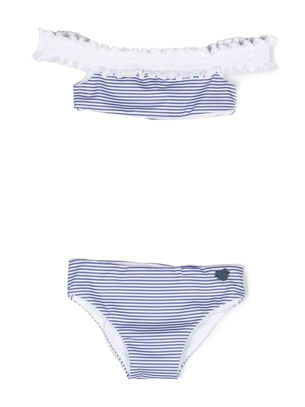 Monnalisa candy-stripe bikini set - White von Monnalisa
