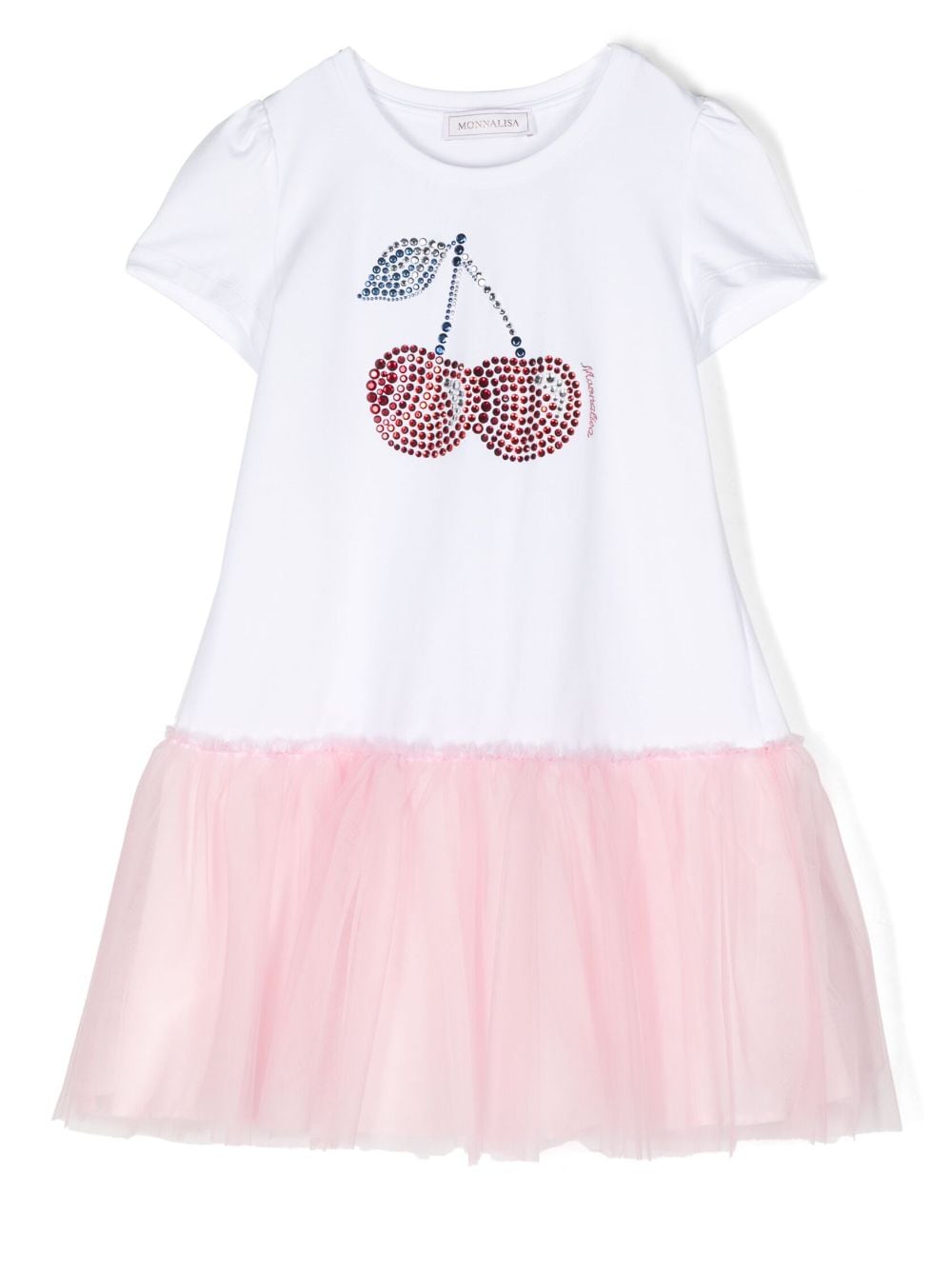 Monnalisa cherry-motif tulle T-shirt dress - White von Monnalisa