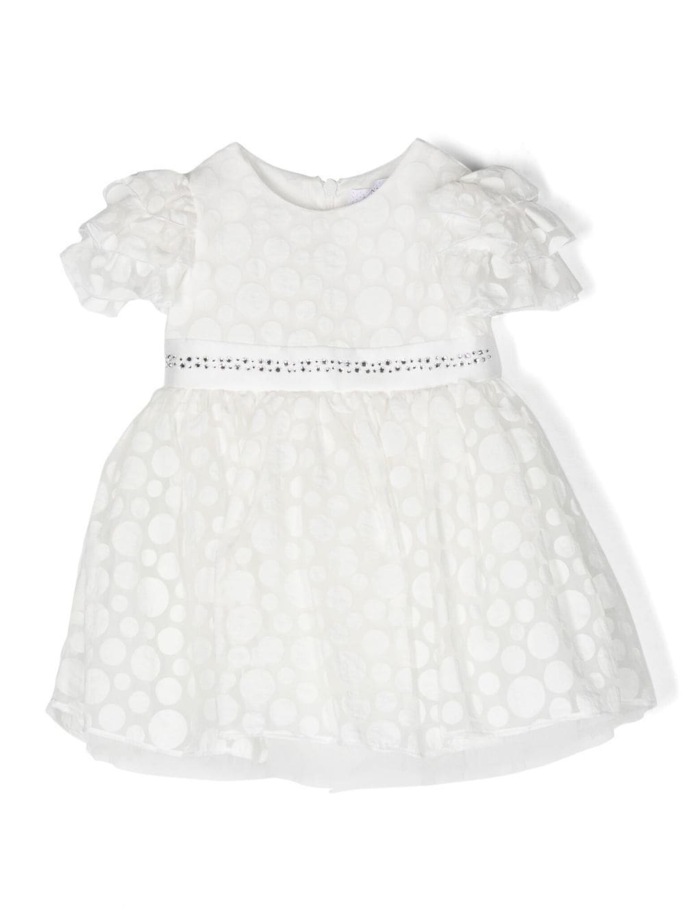 Monnalisa cotton polka-dot short-sleeve dress - White von Monnalisa