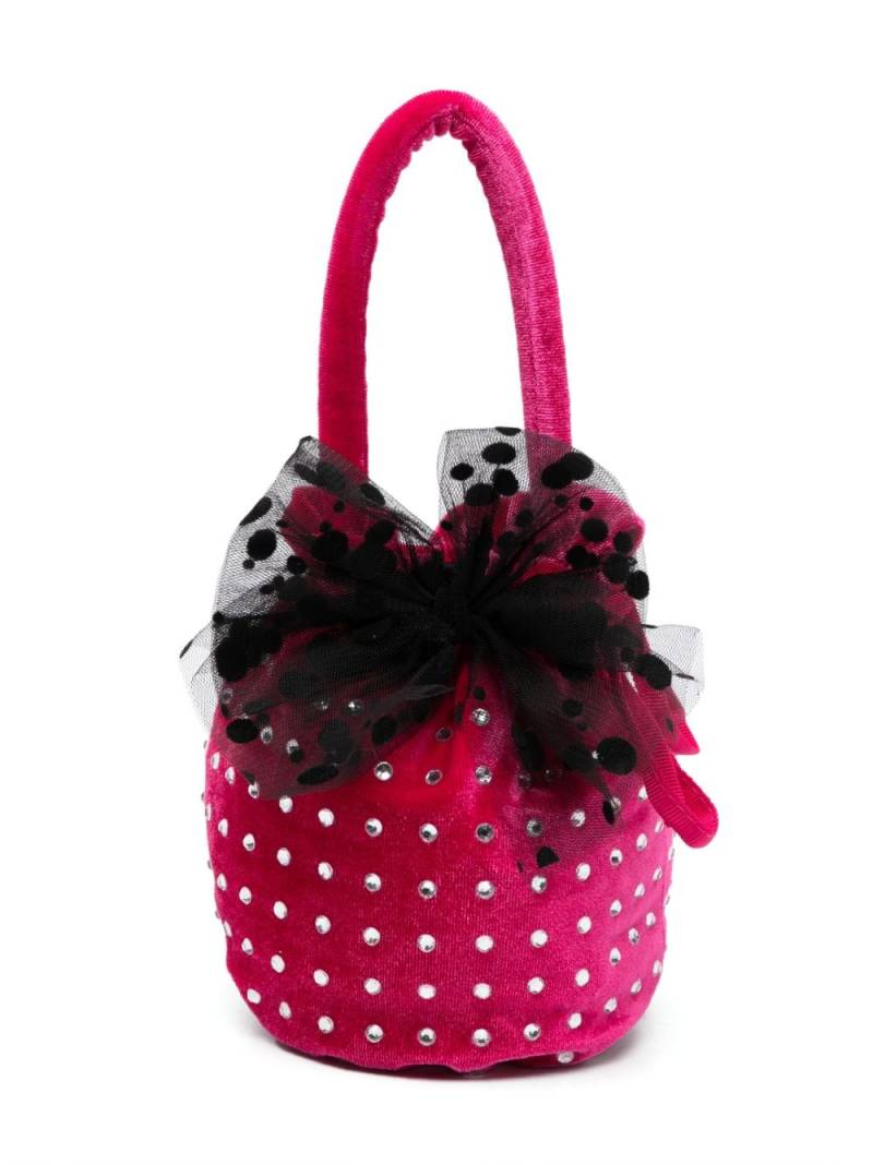 Monnalisa crystal-embellished velvet bucket bag - Pink von Monnalisa