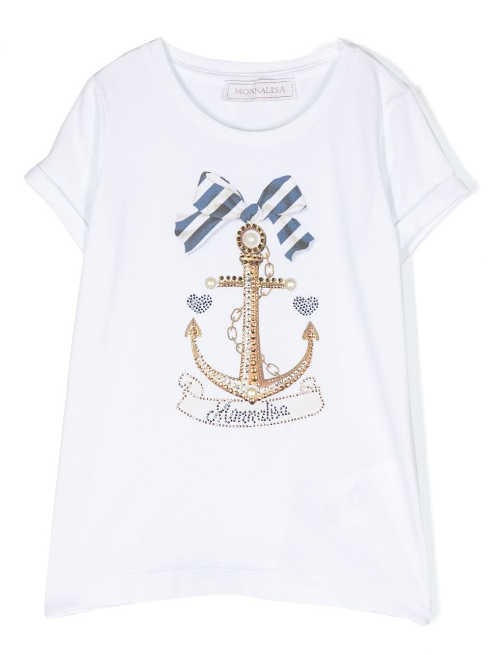 Monnalisa embellished anchor-print T-shirt - White von Monnalisa