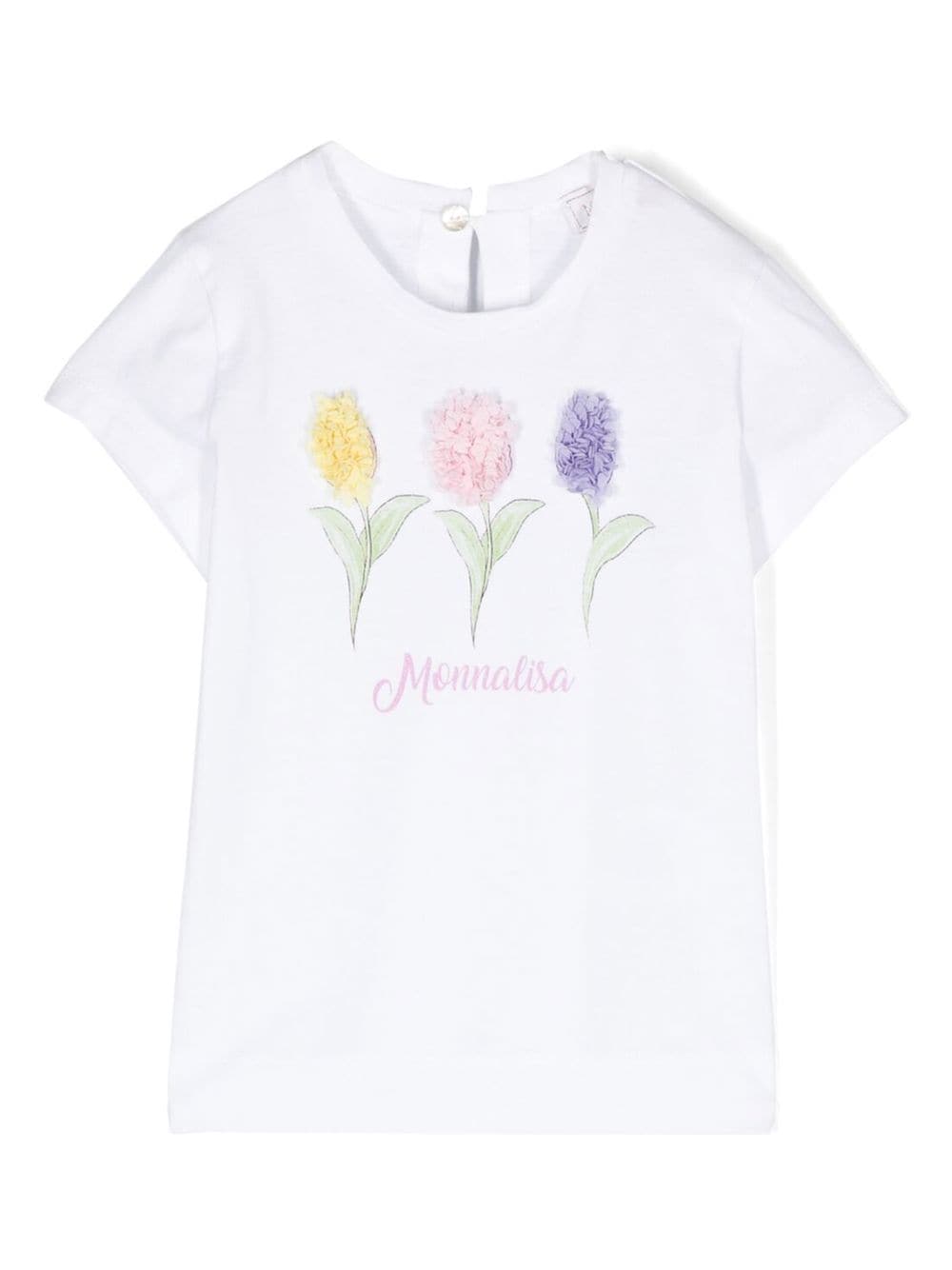 Monnalisa floral-appliqué cotton T-shirt - White von Monnalisa