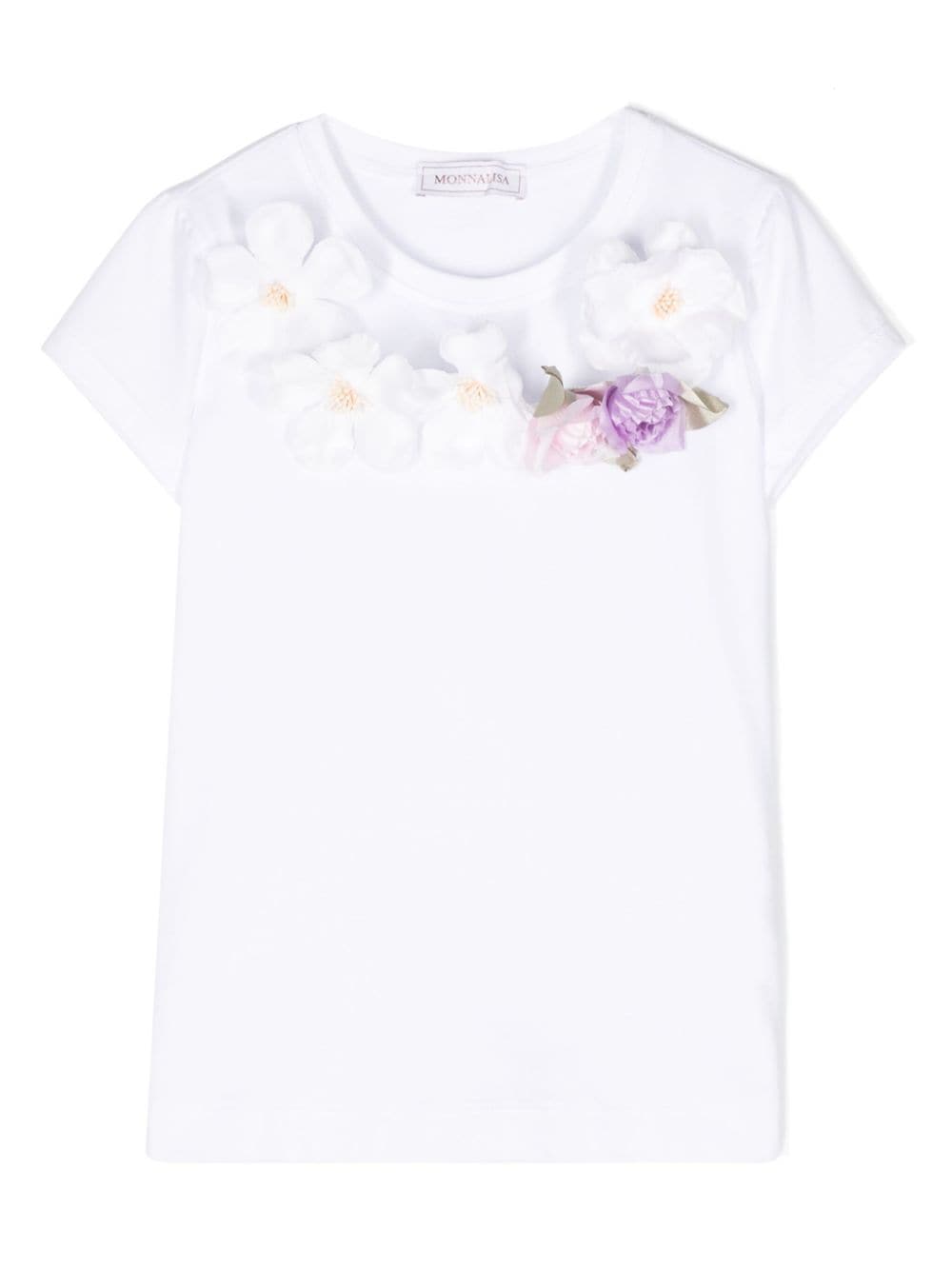 Monnalisa floral-appliqué cotton T-shirt - White von Monnalisa