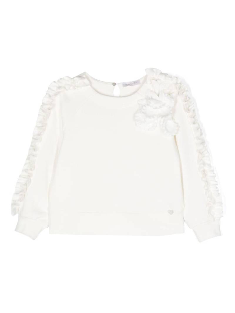 Monnalisa floral-appliqué crew-neck sweatshirt - White von Monnalisa