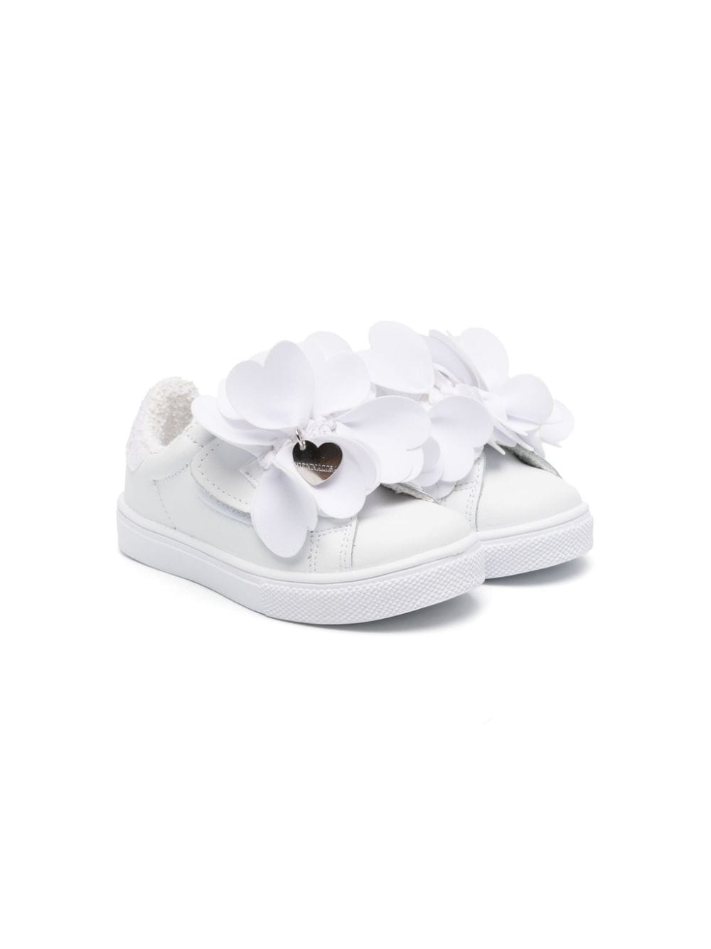 Monnalisa floral-appliqué leather sneakers - White von Monnalisa