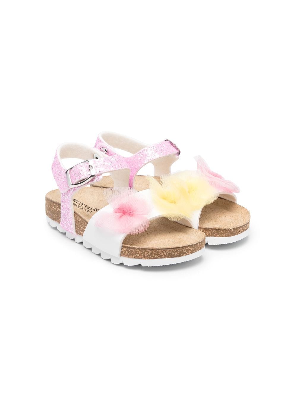 Monnalisa floral-appliqué open toe sandals - Pink von Monnalisa