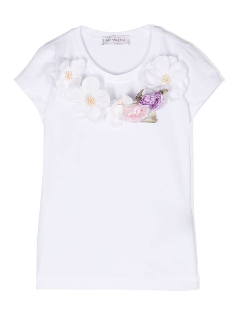 Monnalisa floral-appliqué short-sleeve T-shirt - White von Monnalisa