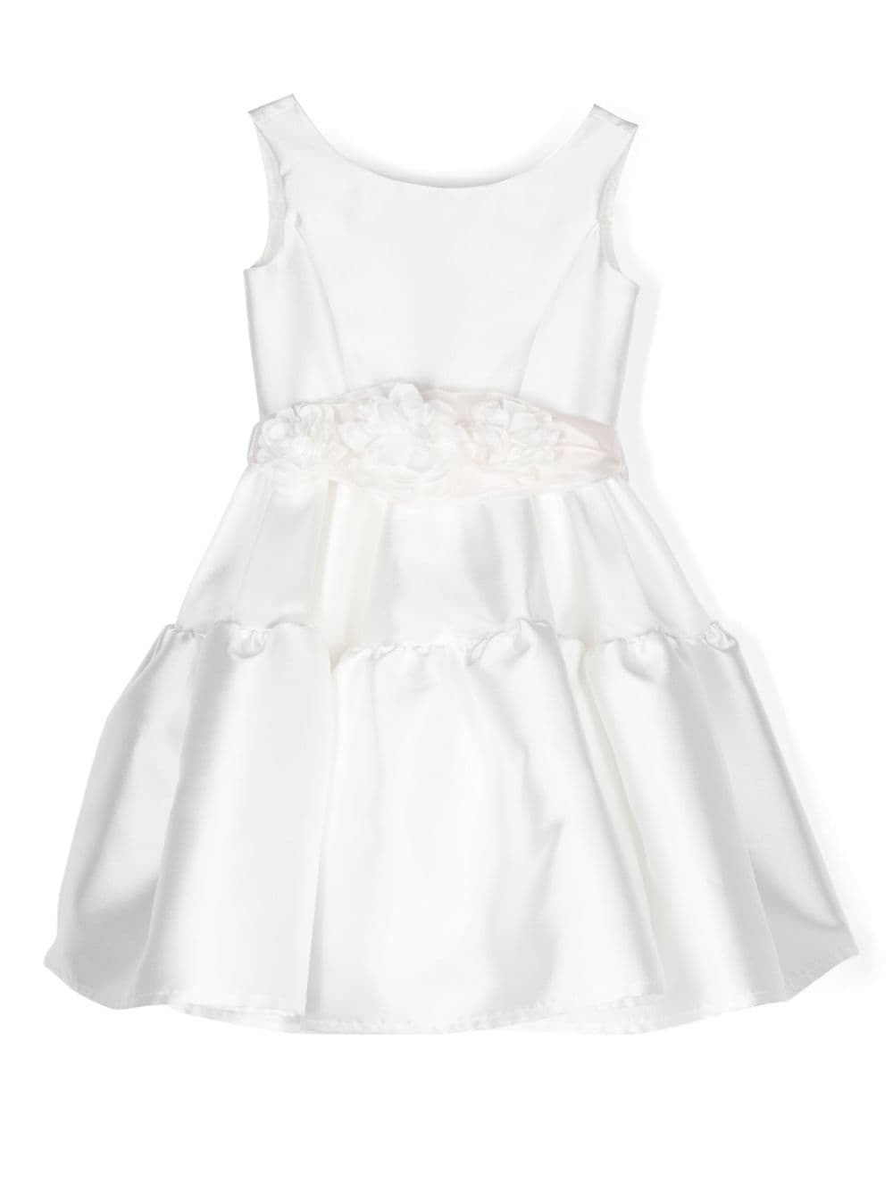 Monnalisa floral-appliqué tiered cotton dress - White von Monnalisa