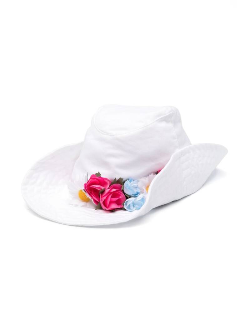 Monnalisa floral-appliqué twill hat - White von Monnalisa