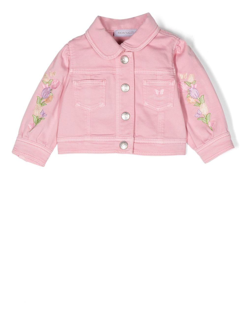 Monnalisa floral-embroidered denim jacket - Pink von Monnalisa