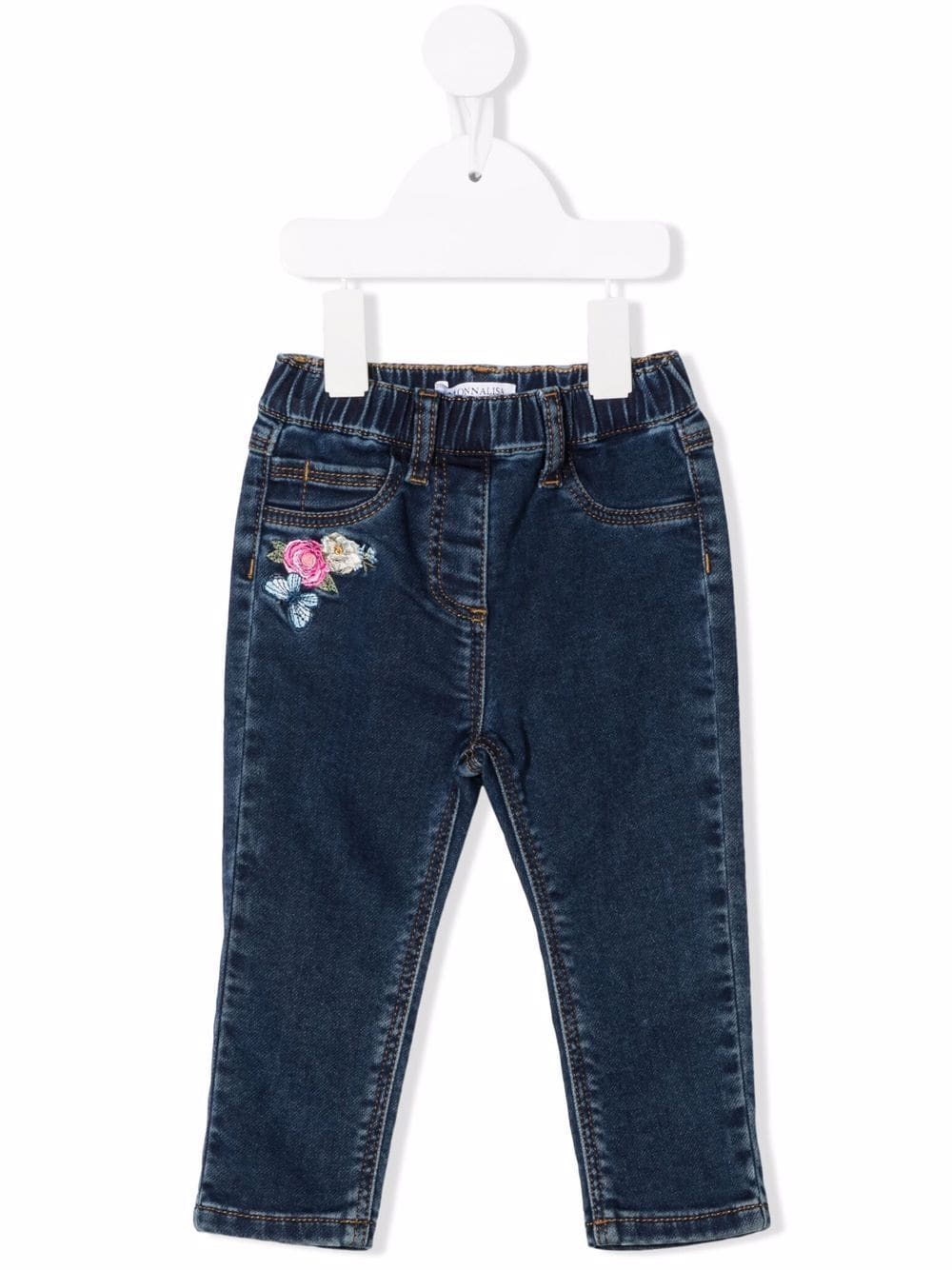 Monnalisa floral-embroidered jeans - Blue von Monnalisa