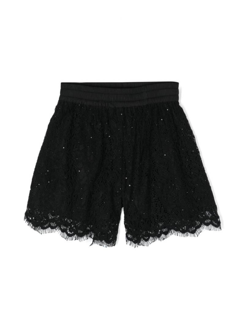 Monnalisa floral-lace shorts - Black von Monnalisa