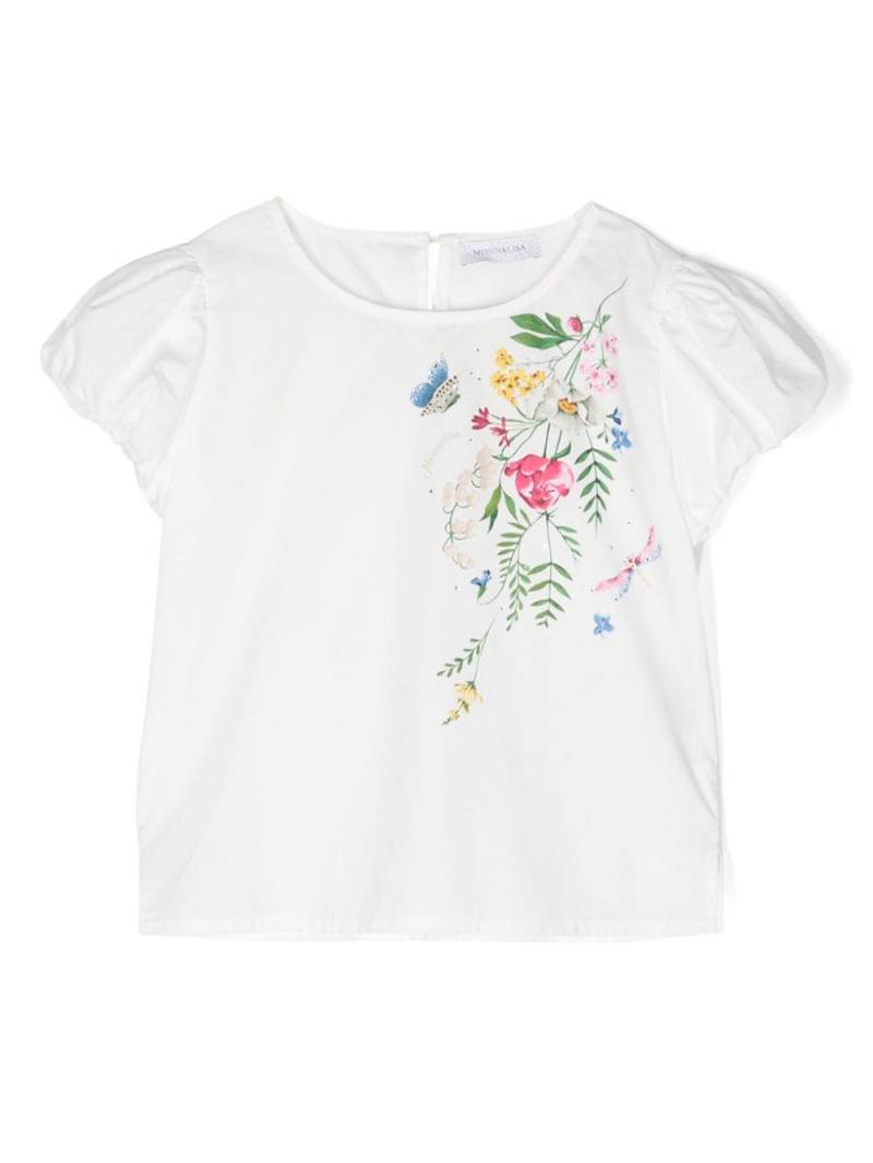 Monnalisa floral-print cotton T-shirt - White von Monnalisa