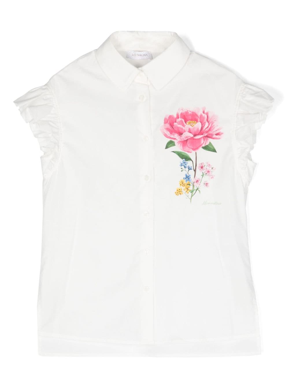 Monnalisa floral-print cotton shirt - White von Monnalisa