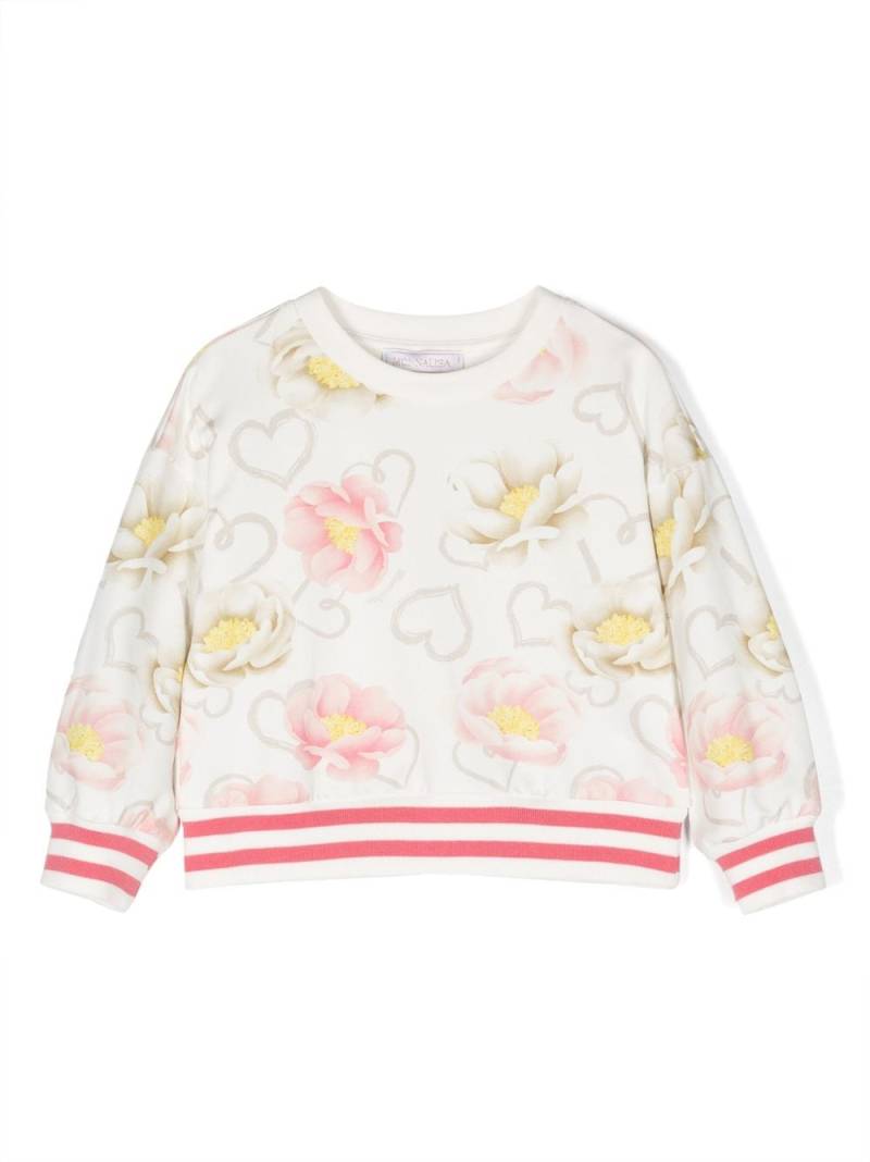 Monnalisa floral-print cotton sweatshirt - White von Monnalisa