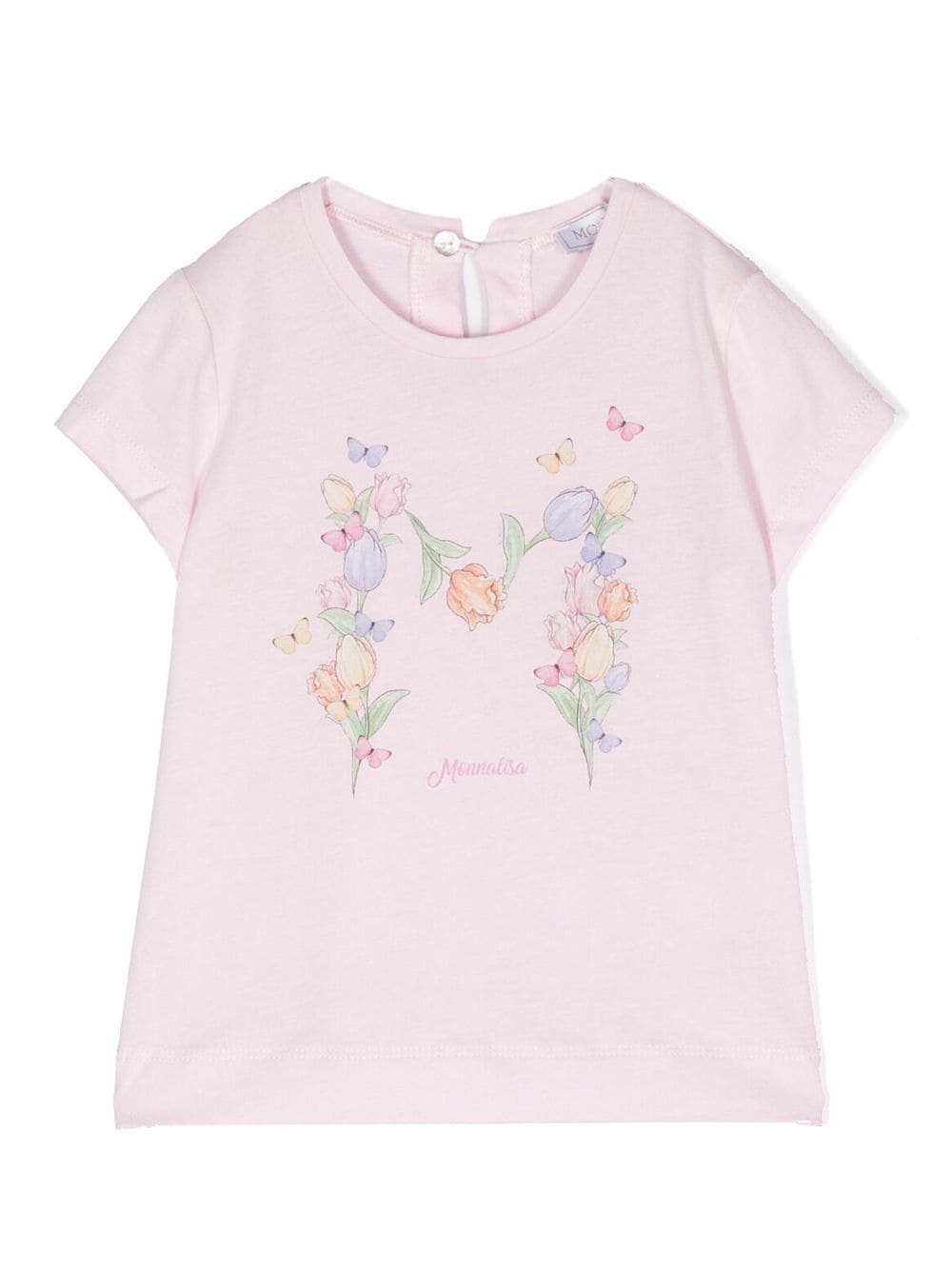 Monnalisa floral-print cotton top - Pink von Monnalisa