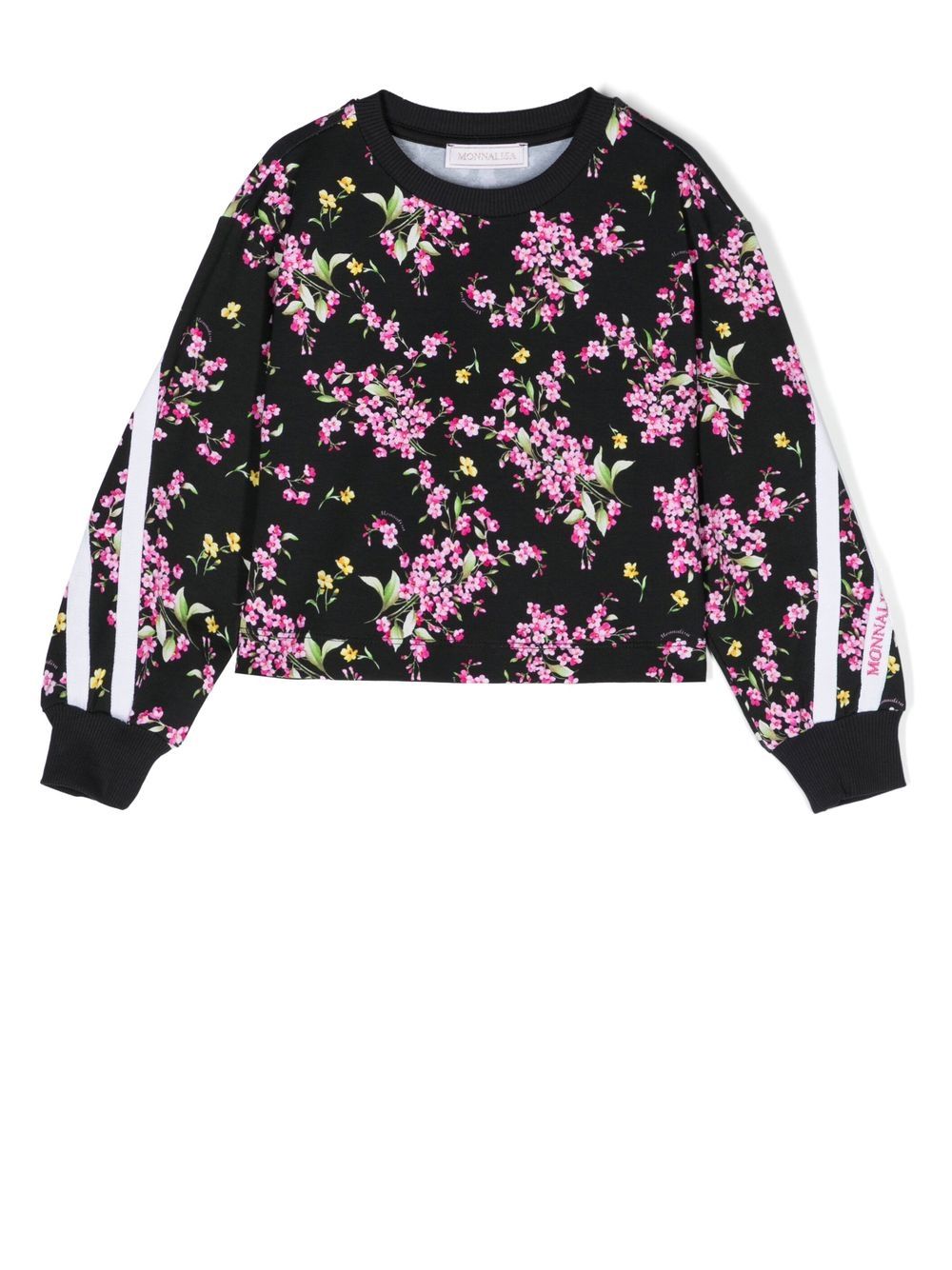 Monnalisa floral print cropped sweatshirt - Black von Monnalisa