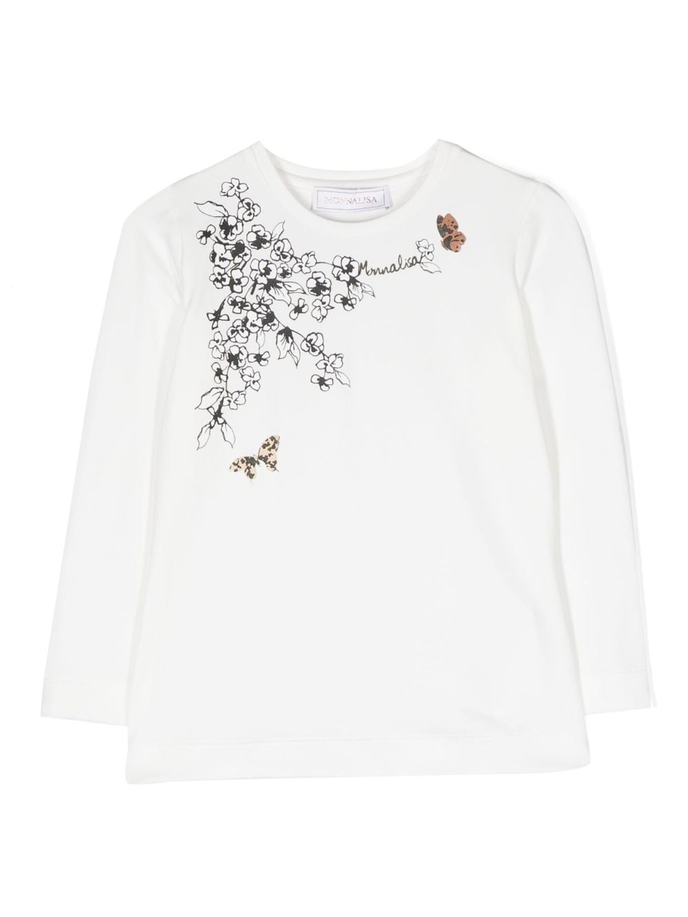 Monnalisa floral-print long-sleeve T-shirt - White von Monnalisa