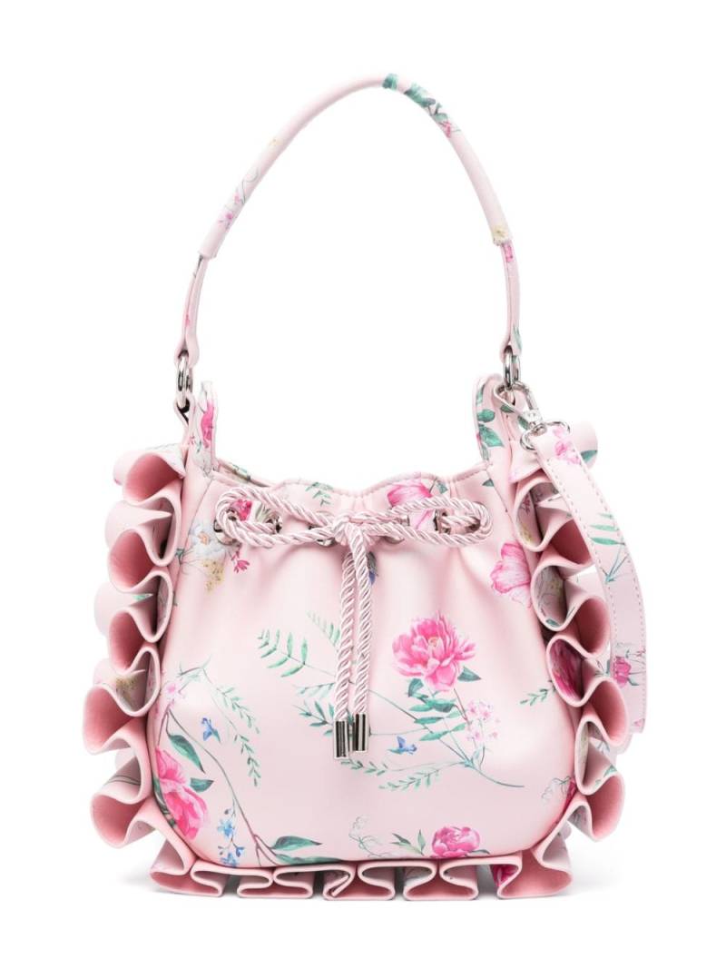 Monnalisa floral-print ruffle-detail shoulder bag - Pink von Monnalisa