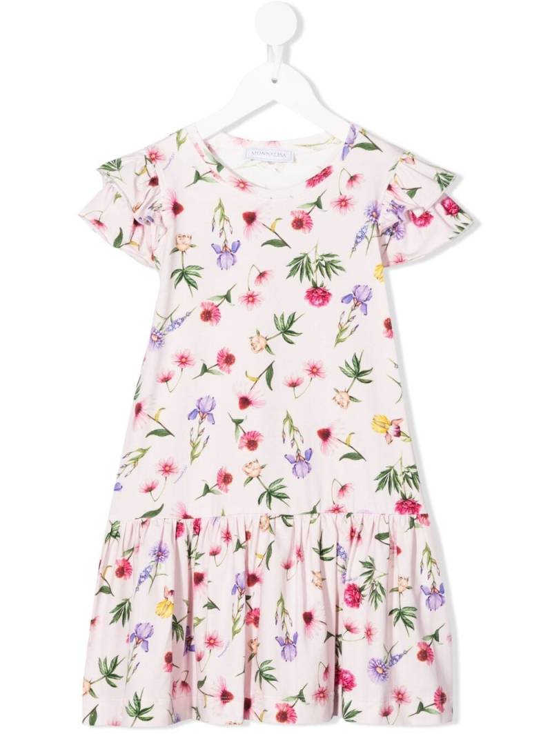 Monnalisa floral print ruffle dress - Pink von Monnalisa