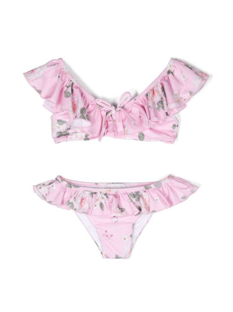 Monnalisa floral-print ruffled bikini - Pink von Monnalisa