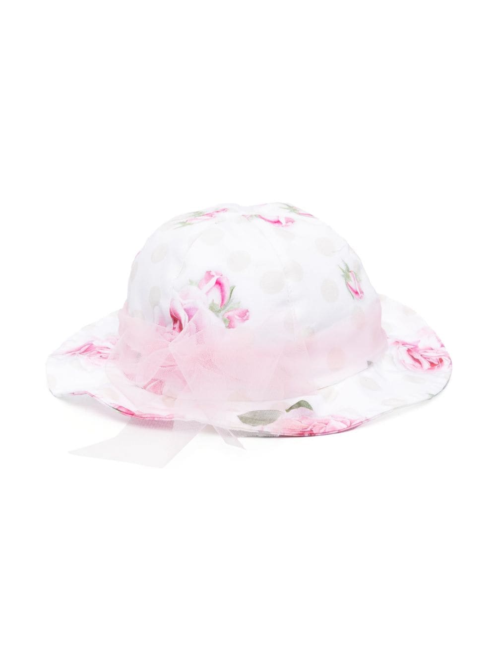 Monnalisa floral-print tulle-trim hat - White von Monnalisa