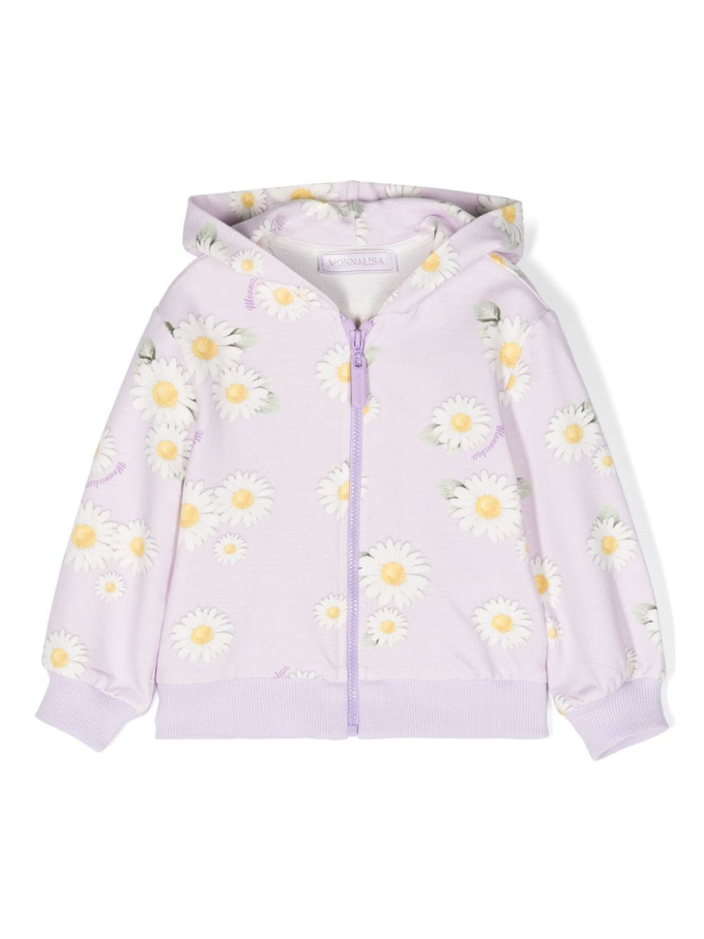 Monnalisa floral-print zip-up hoodie - Purple von Monnalisa